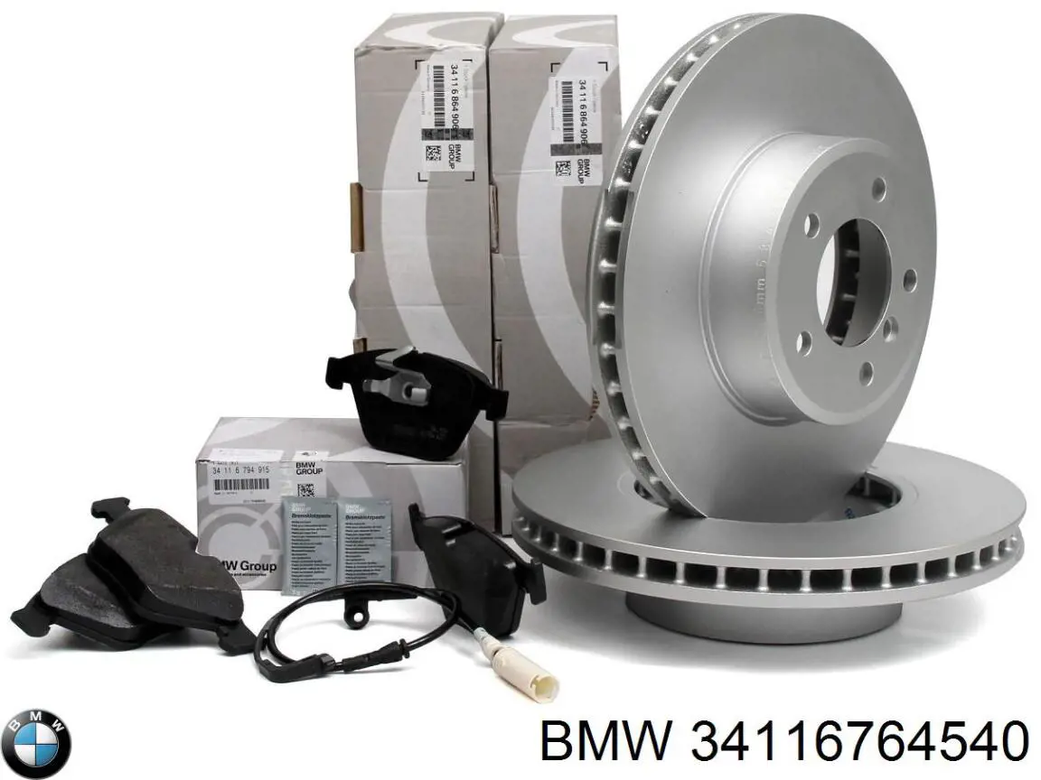 Sapatas do freio dianteiras de disco 34116764540 BMW