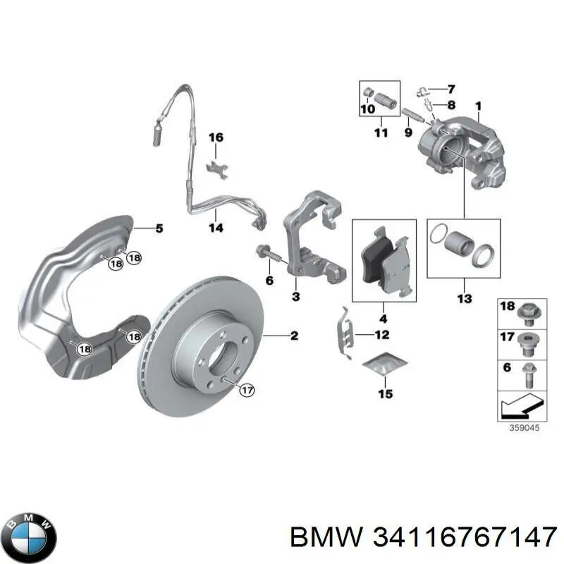34116767147 BMW колодки тормозные передние дисковые