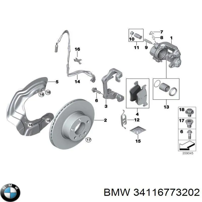 Суппорт тормозной передний правый 34116773202 BMW