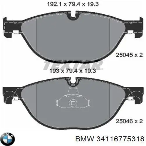 Купить 34116775318 BMW Колодки тормозные