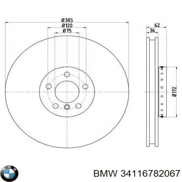 Купить 34116782067 BMW Ротор тормозной