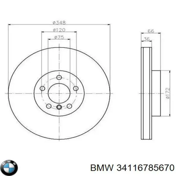 Диск гальмівний передній 34116785670 BMW