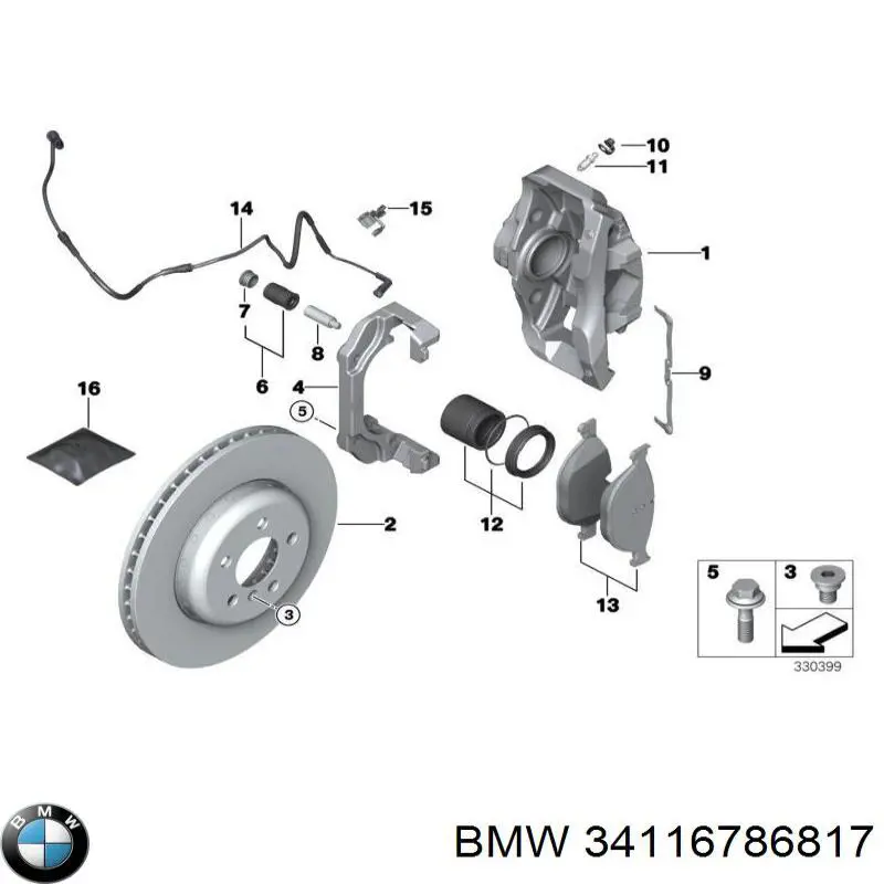 Купить 34116786817 BMW Суппорт тормозной передний левый