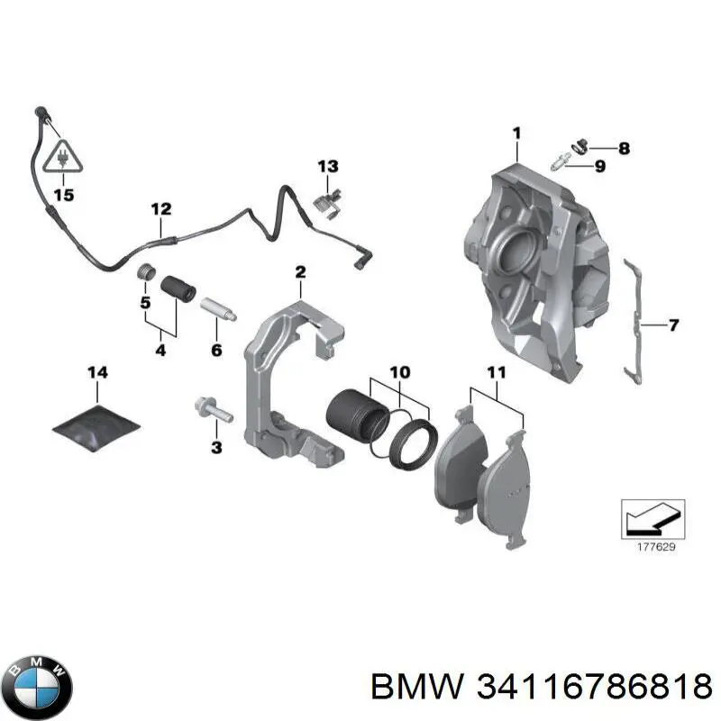 34116786818 BMW суппорт тормозной передний правый