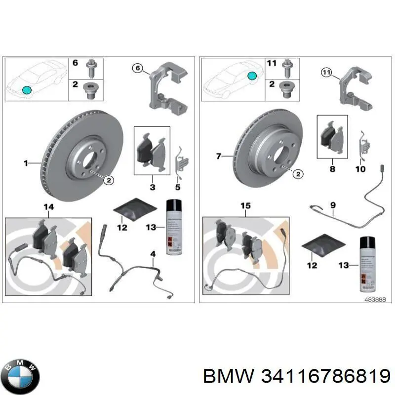 Купить 34116786819 BMW Пружинная защелка суппорта