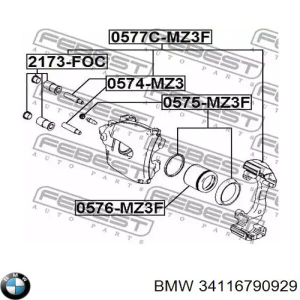 34116790929 BMW ремкомплект суппорта тормозного переднего