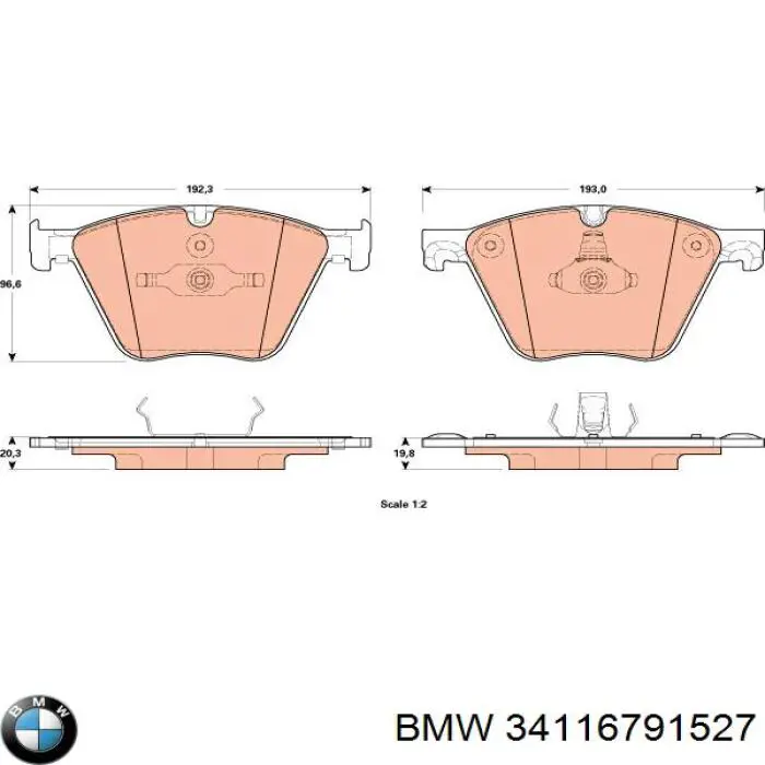 34116791527 BMW колодки тормозные передние дисковые