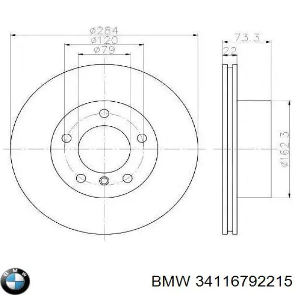 34116792215 BMW диск тормозной передний