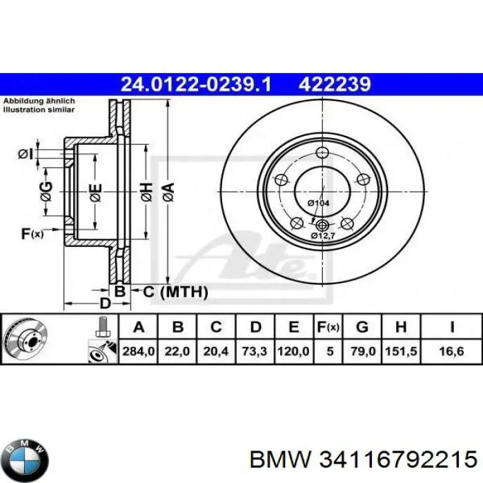 34116792215 BMW Disco do freio dianteiro