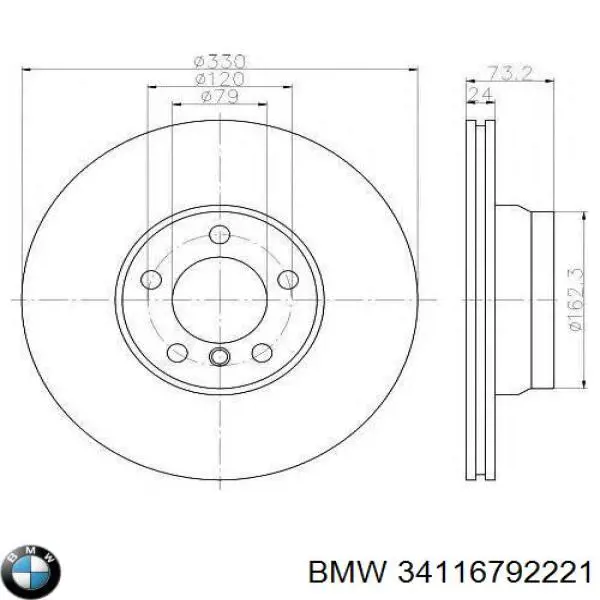 Диск тормозной передний BMW 34116792221