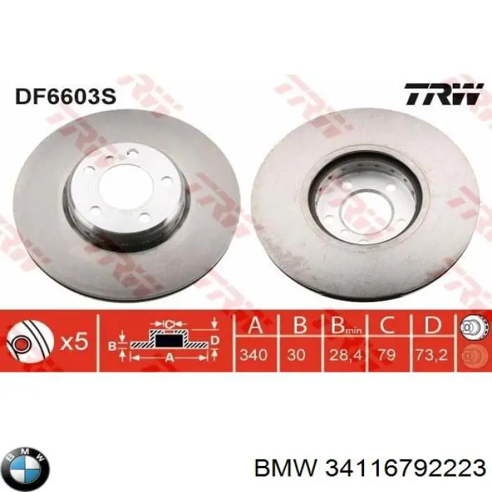 34116792223 BMW Disco do freio dianteiro
