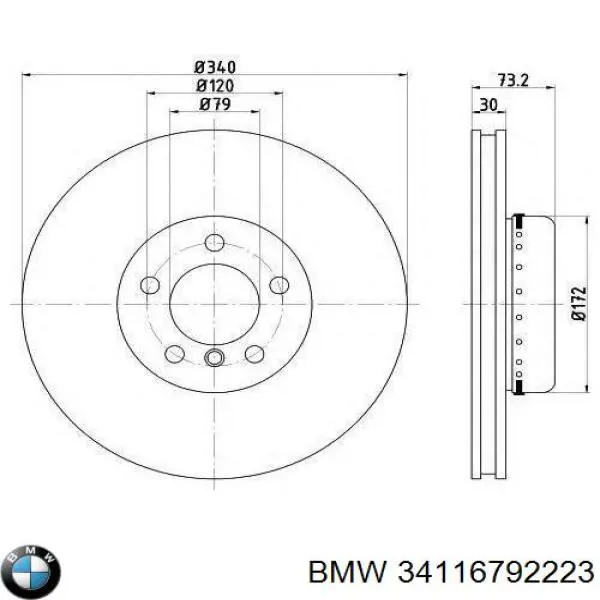 34116792223 BMW disco do freio dianteiro