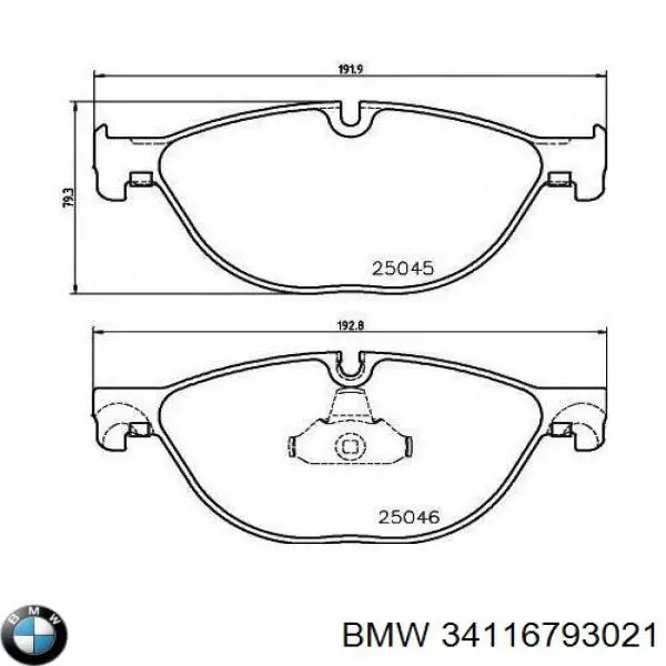 Передние тормозные колодки 34116793021 BMW