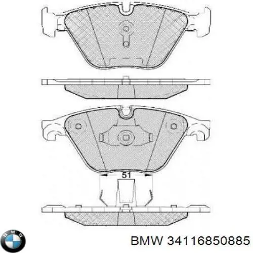 Купить 34116850885 BMW Колодки тормозные