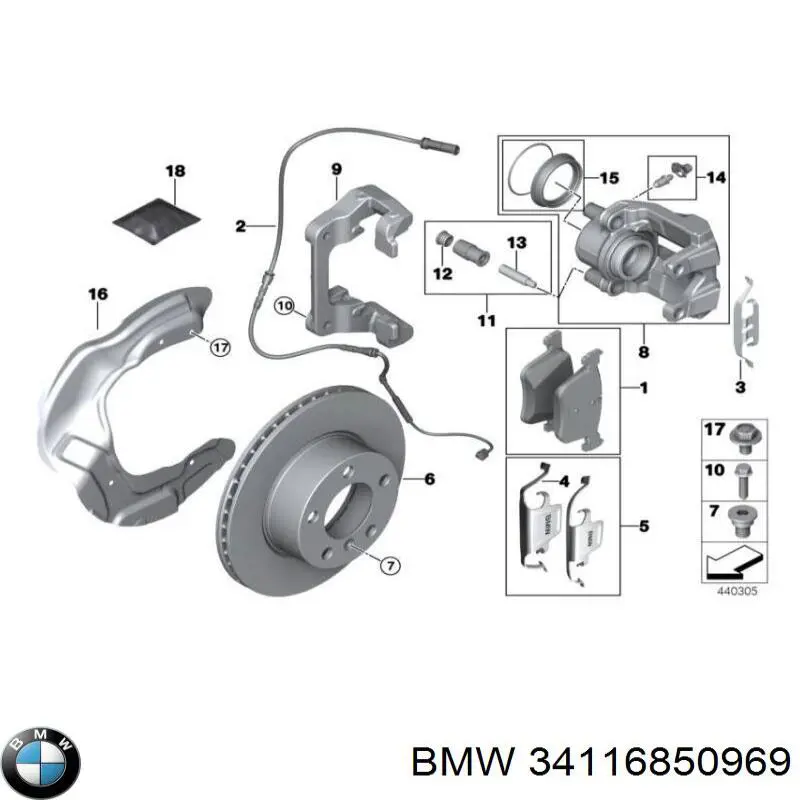 Суппорт тормозной передний левый 34116850969 BMW