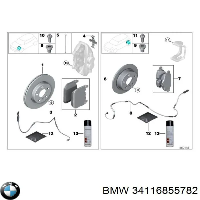 Передние тормозные диски 34116855782 BMW