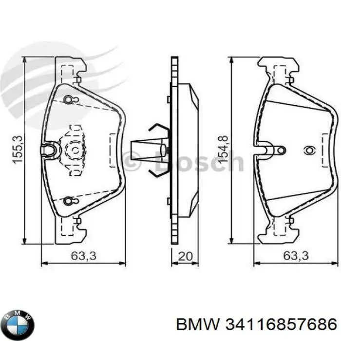 34116857686 BMW колодки тормозные передние дисковые