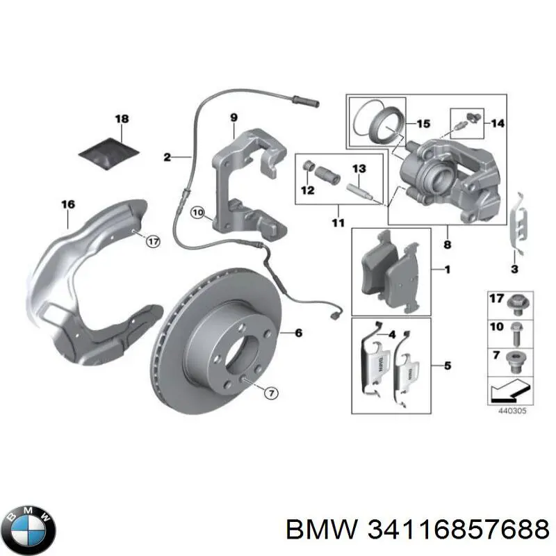 Тормозной суппорт BMW 34116857688 цена, от 12.08 USD