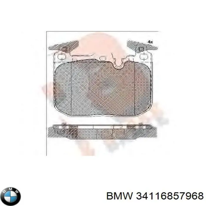 Передние тормозные колодки 34116857968 BMW