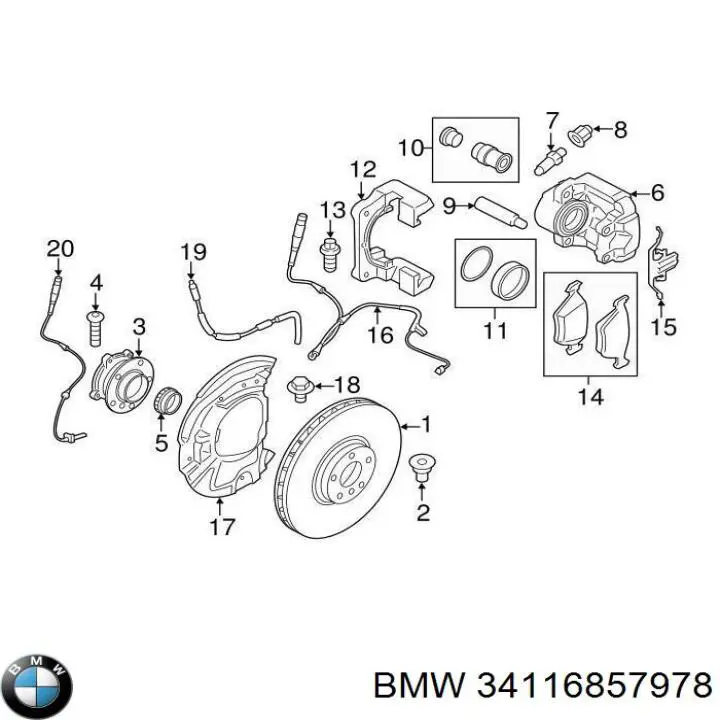 Защита тормозного диска переднего правого 34116857978 BMW