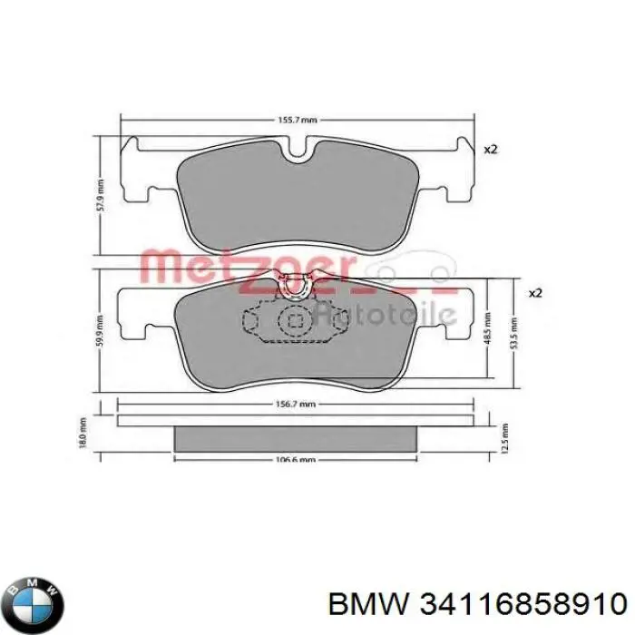 34116858910 BMW Sapatas do freio dianteiras de disco