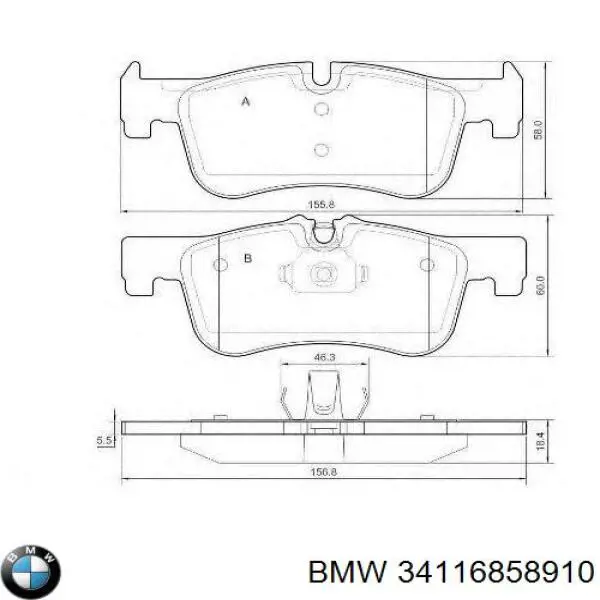Compre 34116858910 BMW Sapatas do freio dianteiras de disco