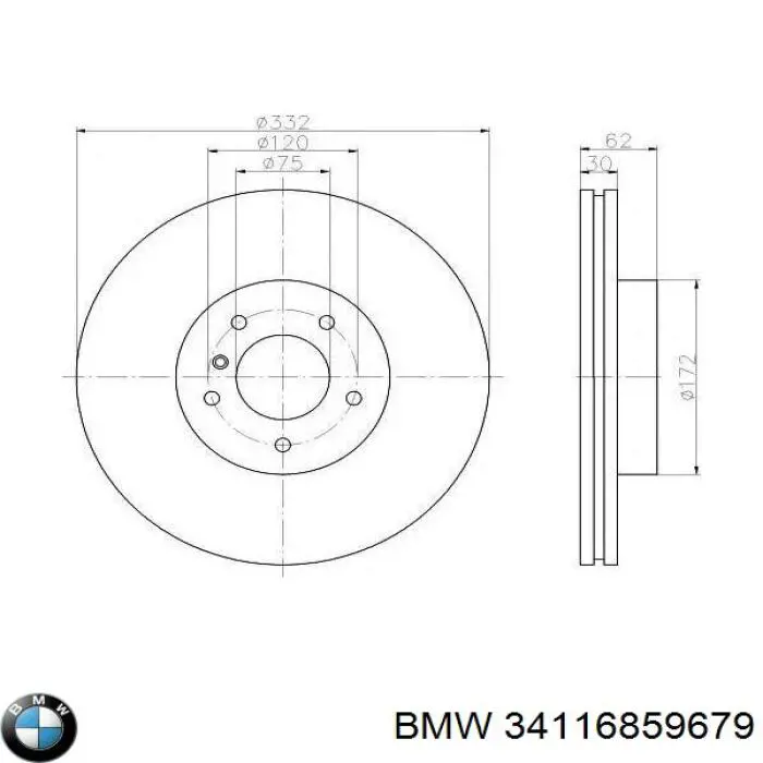 34116859679 BMW Диск тормозной передний