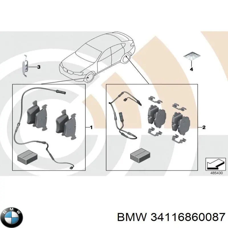 34116860087 BMW Комплект пружинок крепления дисковых передних колодок