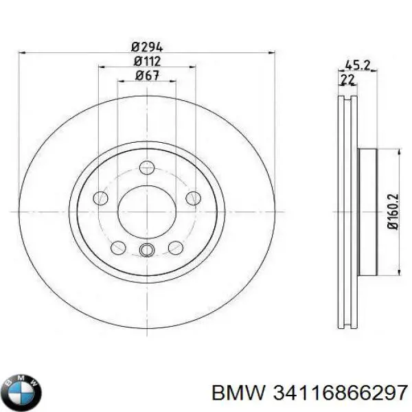 Диск тормозной передний BMW 34116866297