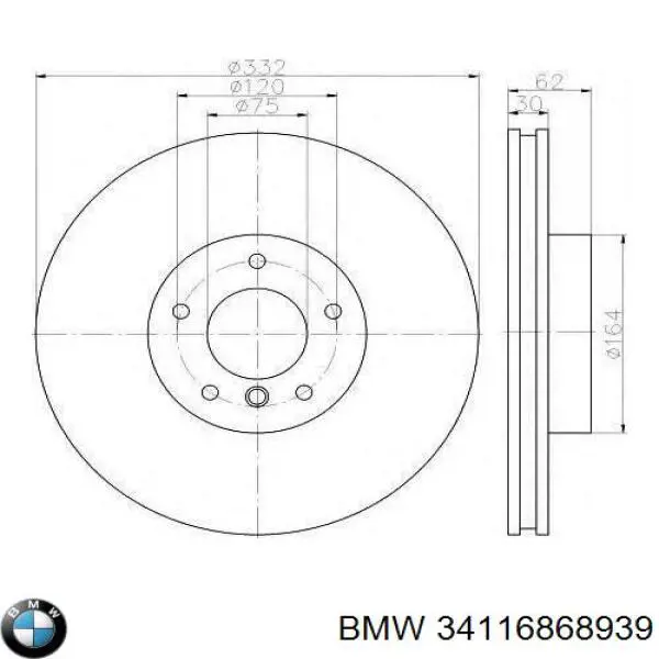 Диск тормозной передний BMW 34116868939