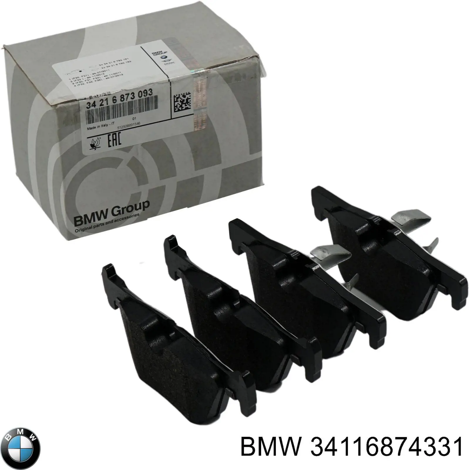 Передние тормозные колодки 34116874331 BMW