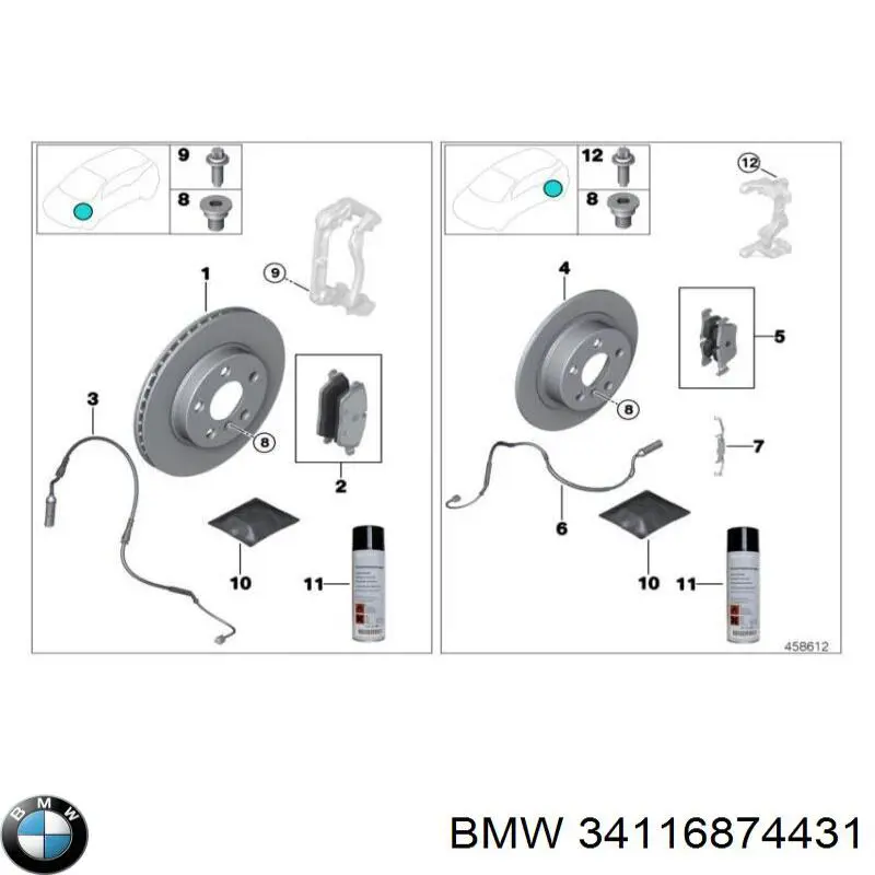 34116874431 BMW sapatas do freio dianteiras de disco