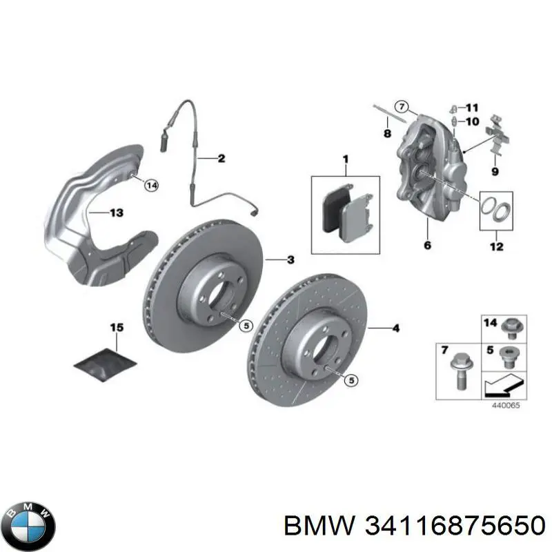 34116875650 BMW Суппорт тормозной, передний, правый