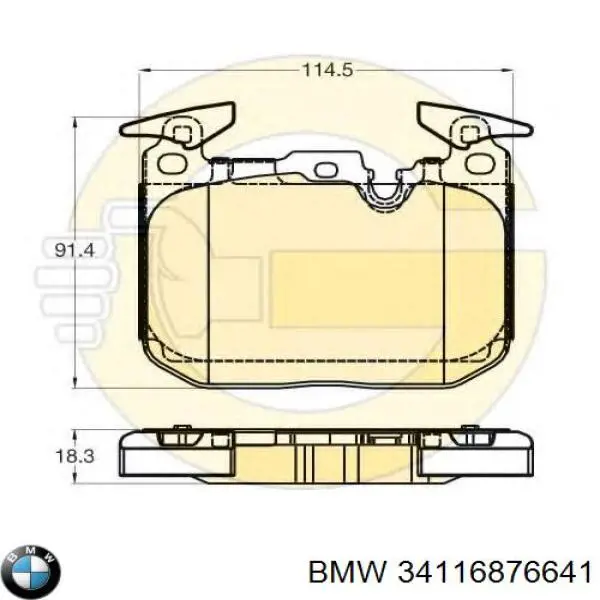 Передние тормозные колодки 34116876641 BMW