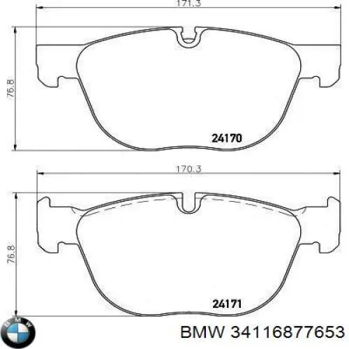 Передние тормозные колодки 34116877653 BMW