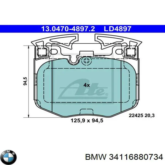 34116880734 BMW sapatas do freio dianteiras de disco