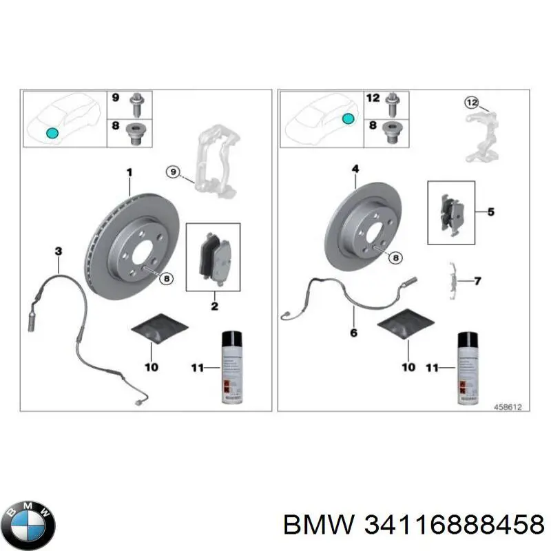 34116888458 BMW передние тормозные колодки