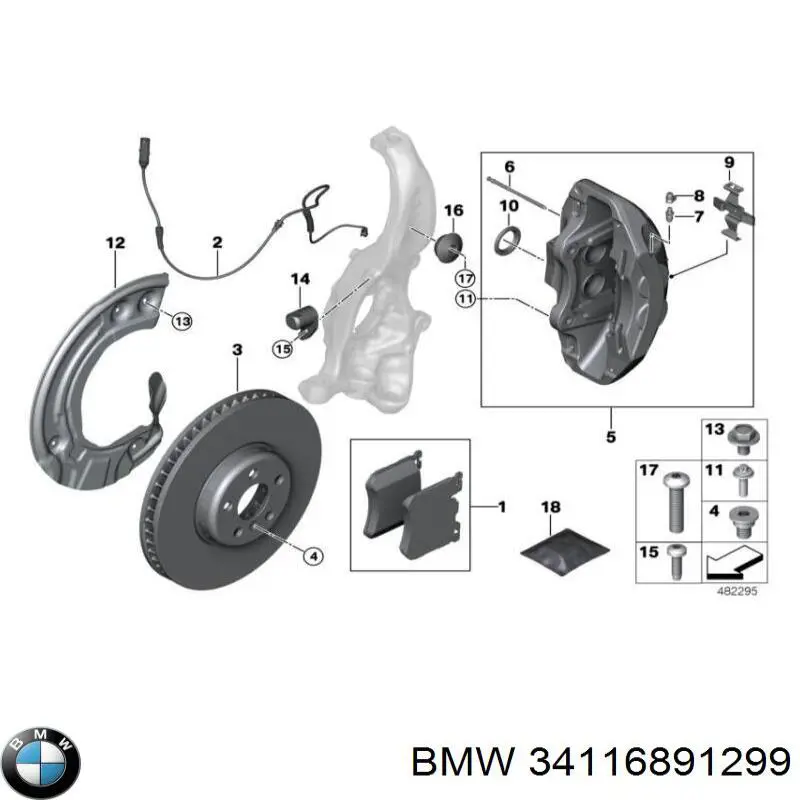 Купить 34116891299 BMW Суппорт тормозной передний левый