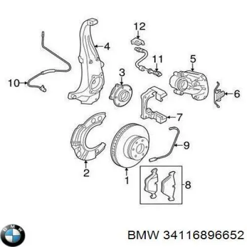 Тормоз дисковый передний BMW 34116896652 цена, от 215.73 USD