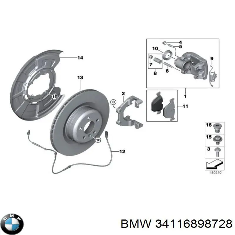 Тормоз дисковый передний BMW 34116898728 цена, от 377.70 USD