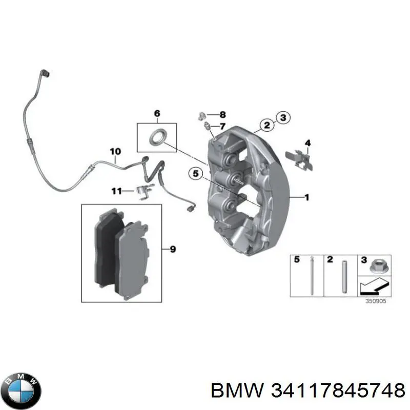 34117845748 BMW Суппорт тормозной, передний, правый