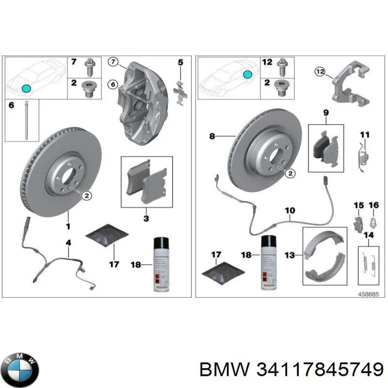 Kit de reparação dos freios dianteiros para BMW 8 (G14, F91)