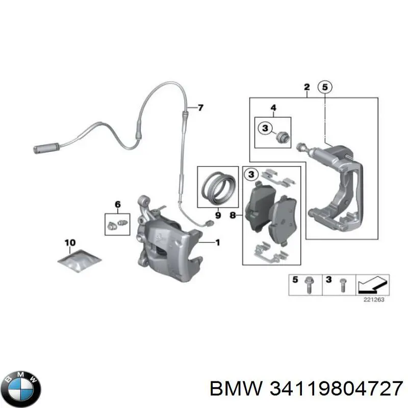 Суппорт тормозной передний левый 34119804727 BMW