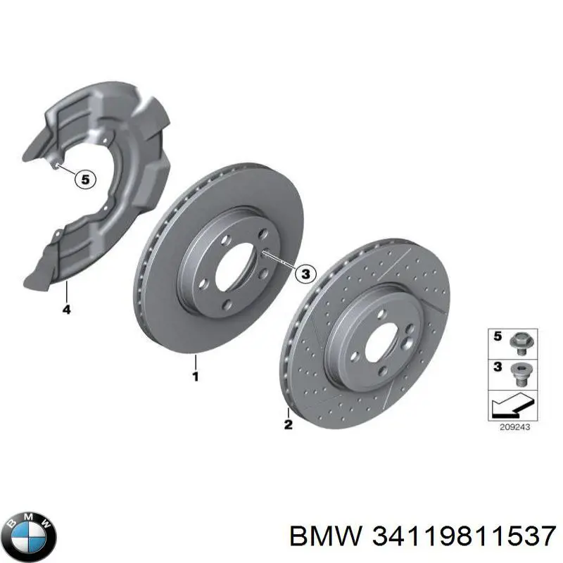 Передние тормозные диски 34119811537 BMW