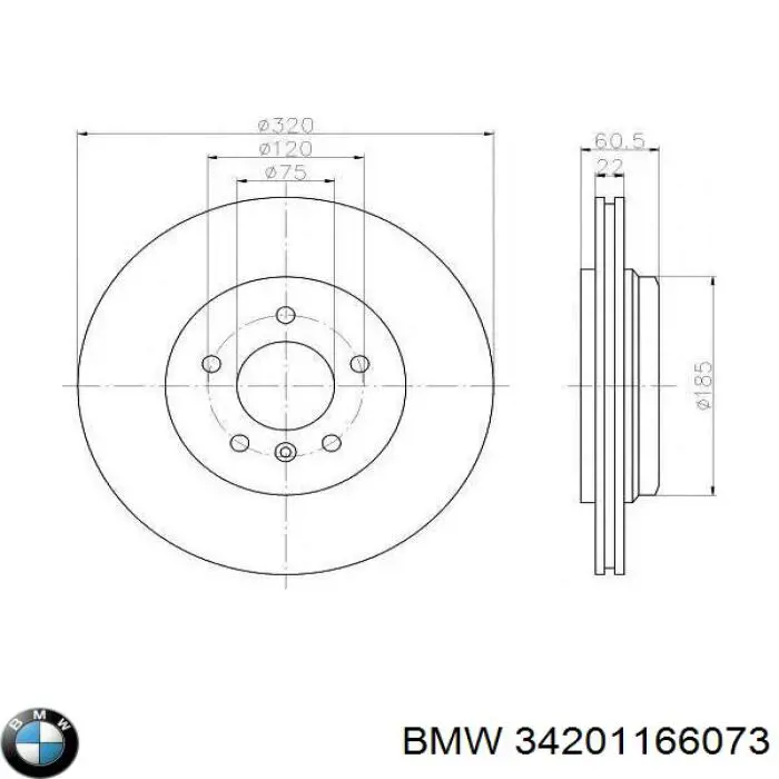 34201166073 BMW диск тормозной задний