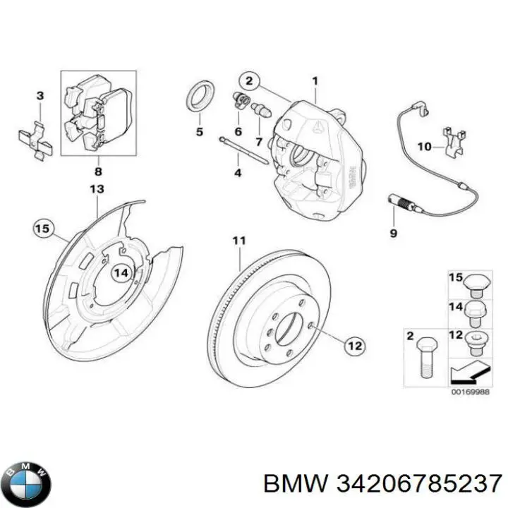 Суппорт задний левый 34206785237 BMW