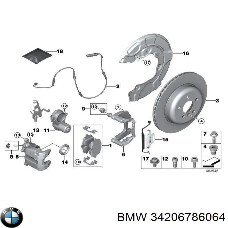 Compre 34206786064 BMW Kit de reparação de suporte do freio traseiro