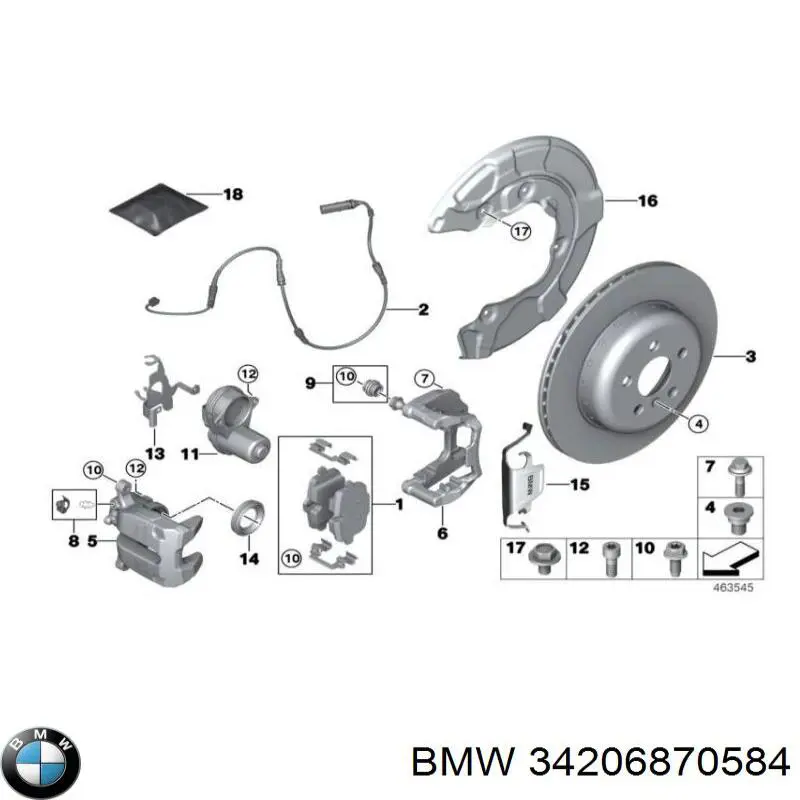 Скоба тормозного суппорта заднего 34206870584 BMW