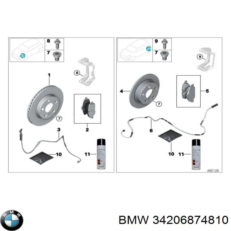 34206874810 BMW sapatas do freio traseiras de disco