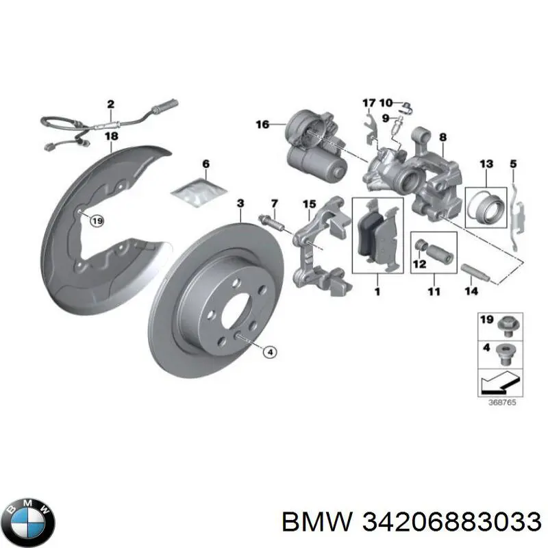 34206883033 BMW suporte do freio traseiro direito